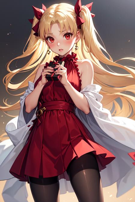 17556-3717588008-masterpiece, best quality, absurdres, EreshkigalBitterSweet, two side up, white hair ribbon, red dress, sleeveless dress, cross.png